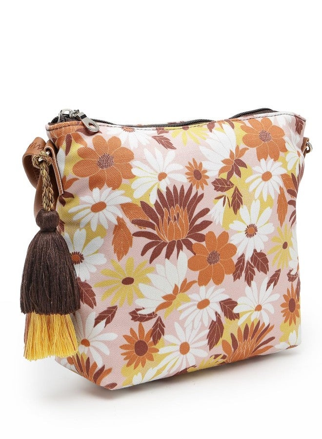 Anekaant Lush Dusty Pink & Multi Floral Printed Polycotton Sling Bag - Image 5